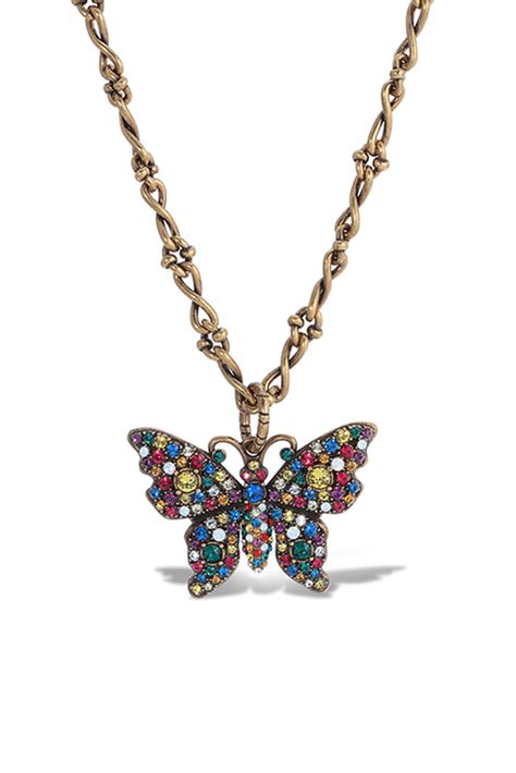 gucci flora necklace|Gucci butterfly pendant necklace.